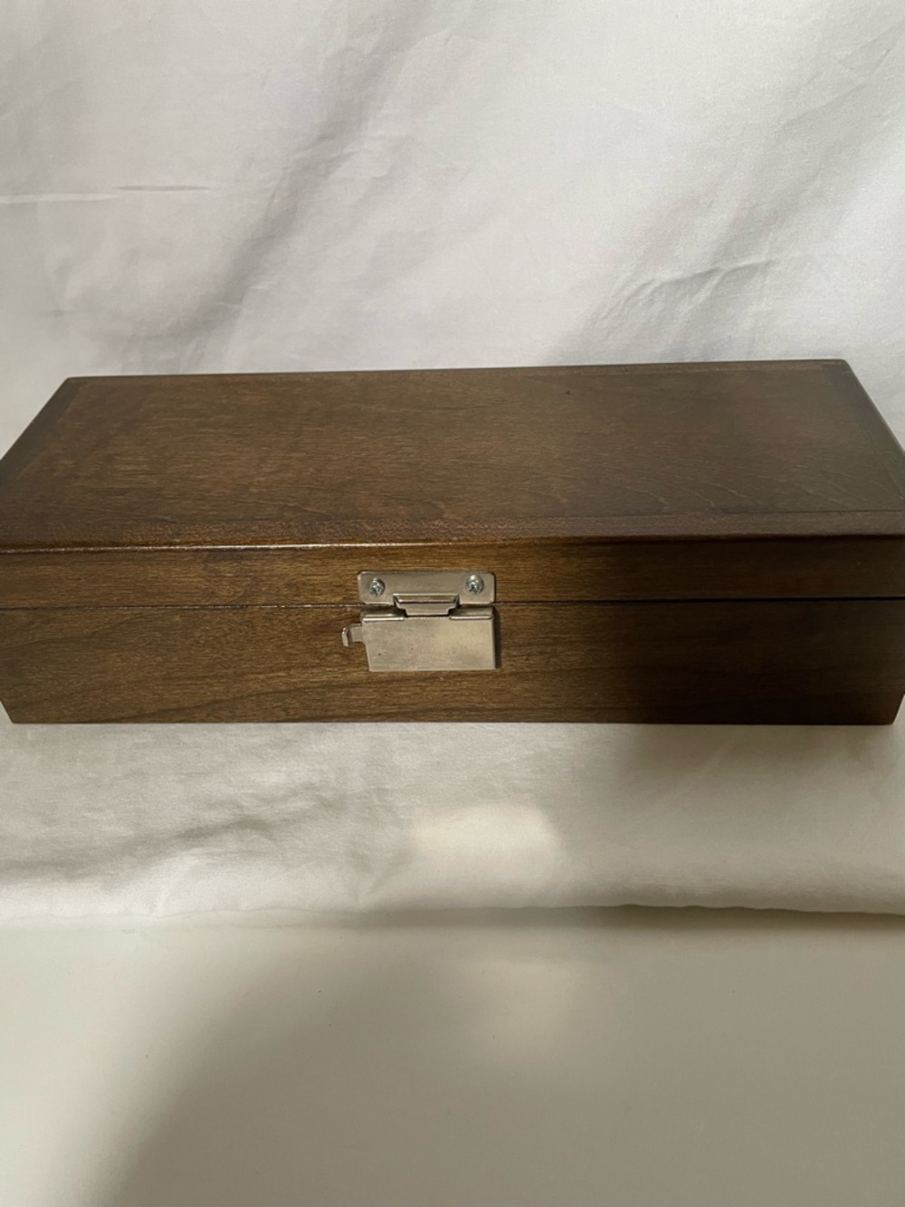 Wooden Storage Box with Silver Latch - Brown